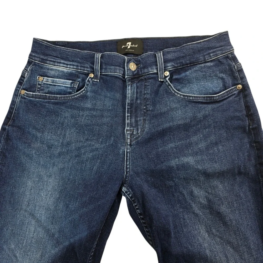 7 For All Mankind Austyn Squiggle Jeans Mens 32 Dark Lago Blue Straight Designer